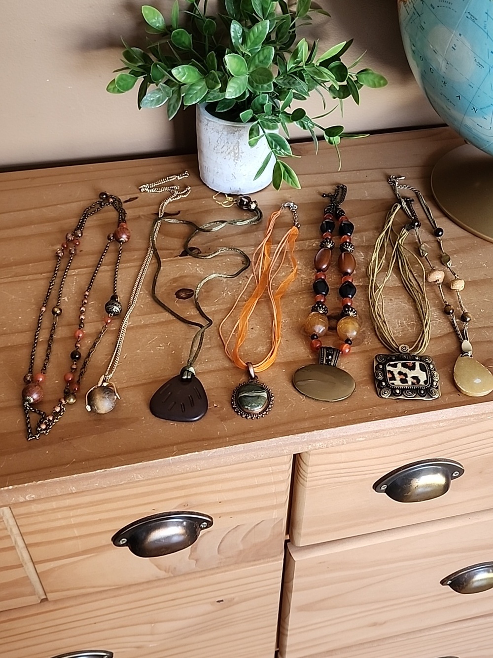 7 Boho Mixed Necklaces in Earth Tones